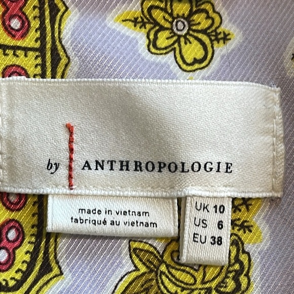 Anthropologie Maeve Echarpe Medallion Scarf Print Blouse Sz 6 Cropped Casual EUC - Picture 7 of 11